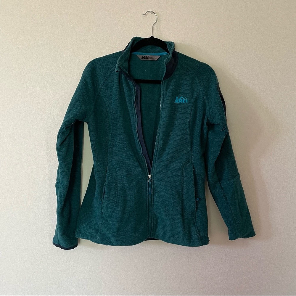 REI Turquoise Zip Up Fleece Jacket (Size Medium)